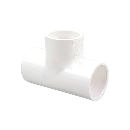 1.5 In.x 1 In. White Plastic PVC Reducing Tee